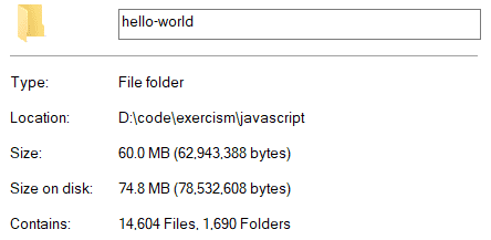 Node.js dependencies size